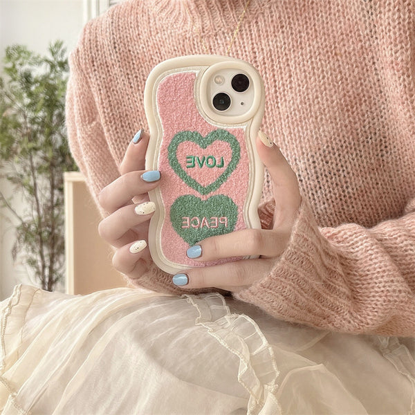 Wavy Terrycloth Knitted Love&Peace iPhone Case iPhone 14