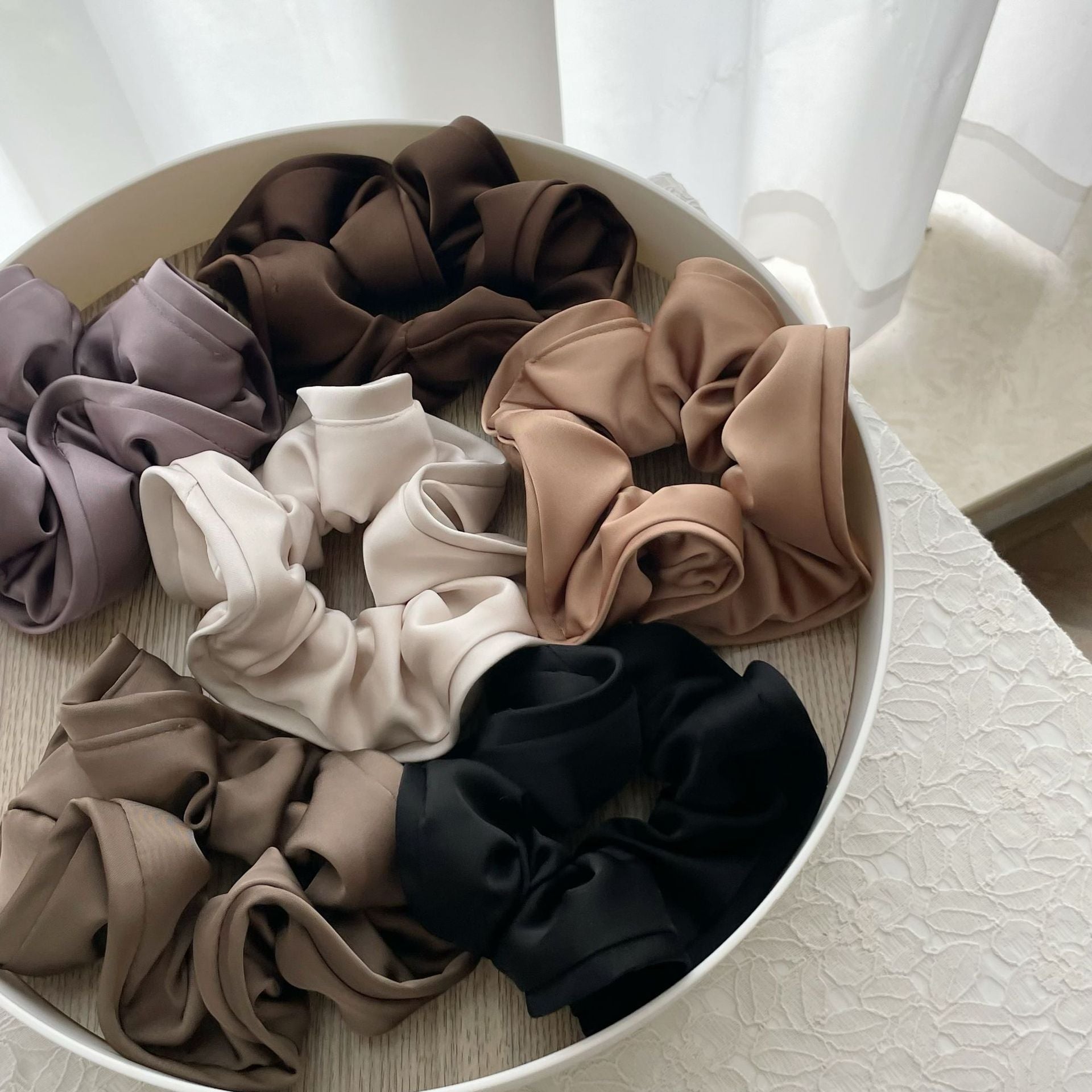 Handmade Silk Satin Oversize Scrunchies - Hair Elastics Bands