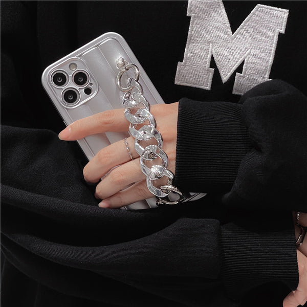 Metallic Style Soft iPhone Case with Chain