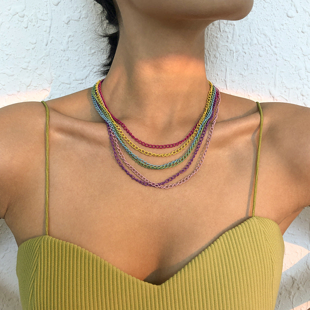 Boho Multilayered Rainbow Necklace