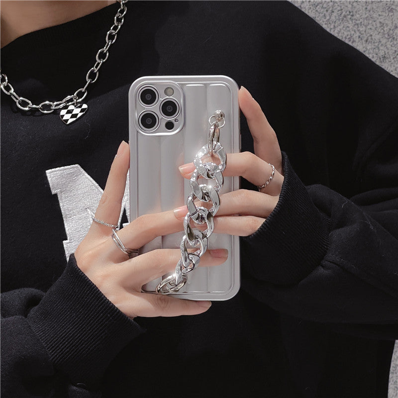 Metallic Style Soft iPhone Case with Chain