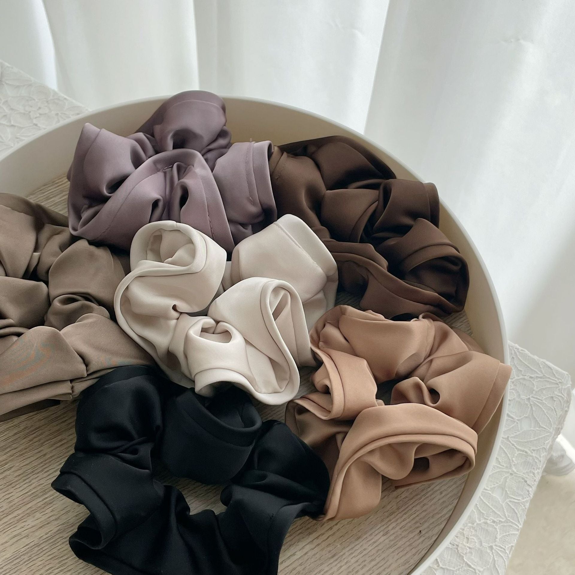 Handmade Silk Satin Oversize Scrunchies - Hair Elastics Bands