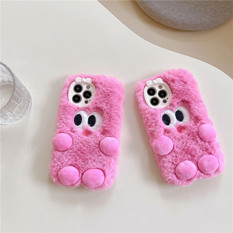 Warm Plush Cartoon Embroidery iPhone Case iPhone 14