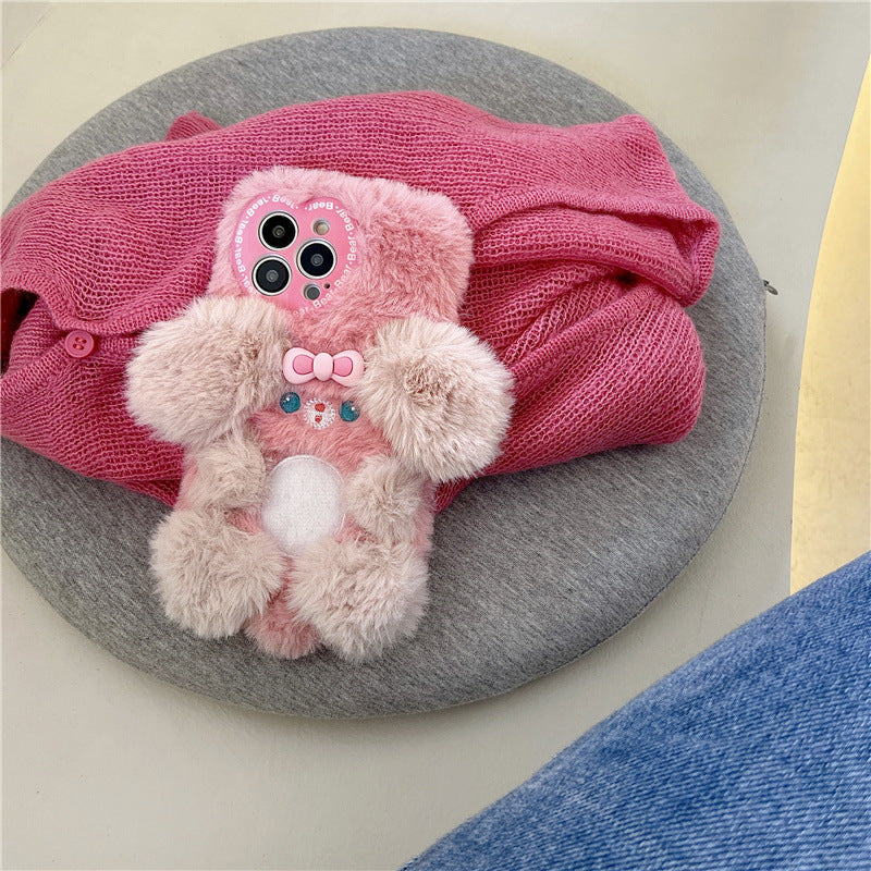 Warm Plush Bow Puppy iPhone Case iPhone 14