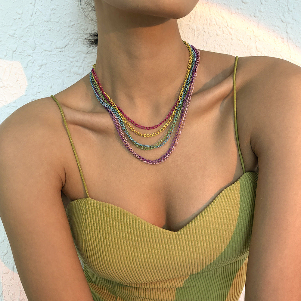 Boho Multilayered Rainbow Necklace