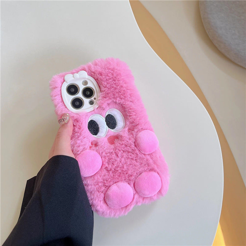 Warm Plush Cartoon Embroidery iPhone Case iPhone 14