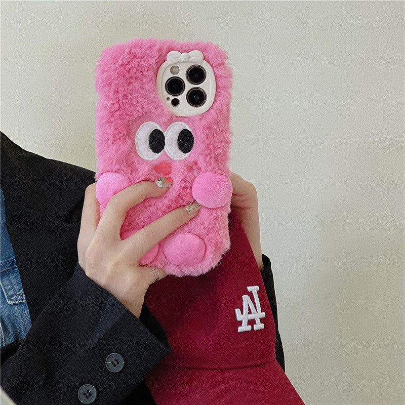 Warm Plush Cartoon Embroidery iPhone Case iPhone 14