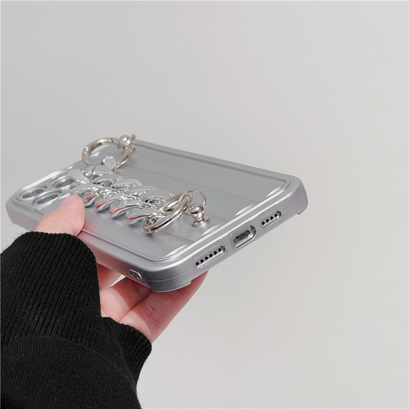 Metallic Style Soft iPhone Case with Chain