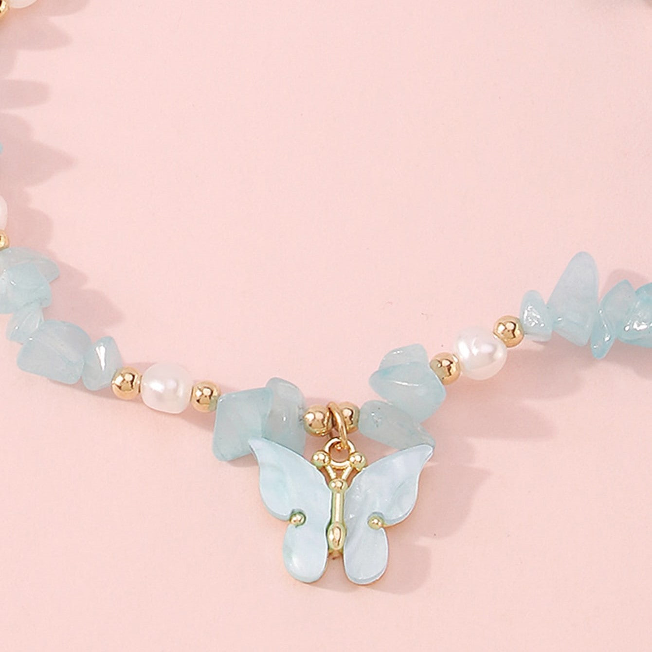 Blue Butterfly Pendant Necklace